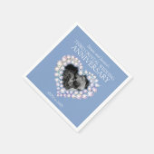 3e bruiloft jubileum hart aangepaste foto blauw servet (Hoek)
