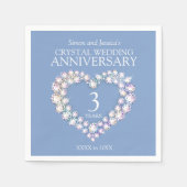3e bruiloft jubileum hart aangepaste naam blauw servet (Voorkant)