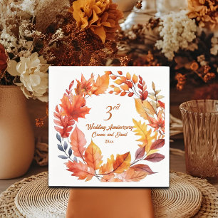 3e bruiloft Jubileum Herfst Bloemen Servet