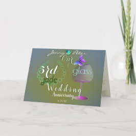 3e bruiloft Jubileum Jade en Glass Kaart