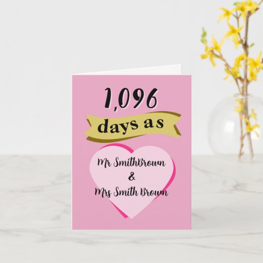 3e bruiloft jubileum kaart Lederen derde (Gele Bloem)