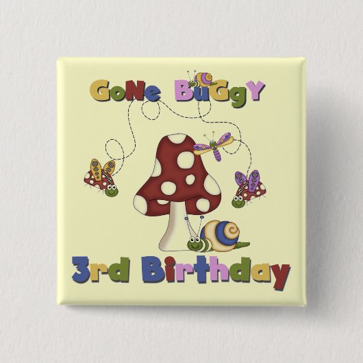 3e Bug Verjaardag Tshirts en geschenken Vierkante Button 5,1 Cm (Voorkant)