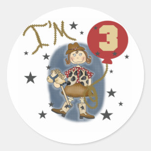 3e Cowgirl op feestdag in overhemden en cadeautjes Ronde Sticker
