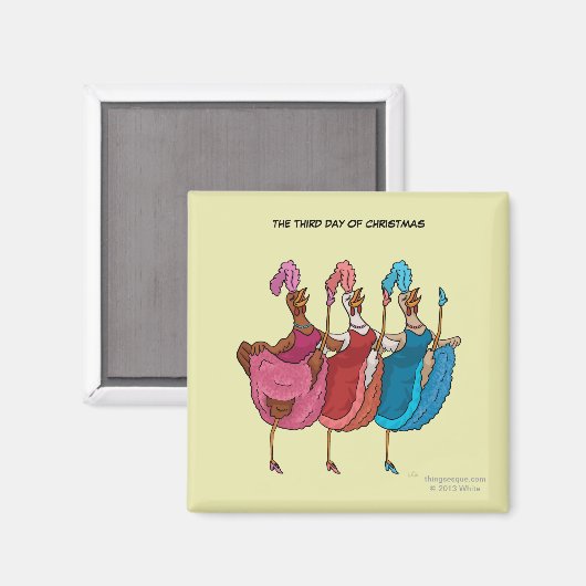 3e Dag van Kerstmis (Drie Franse Kippen) Magneet (Voorkant / Achterkant)