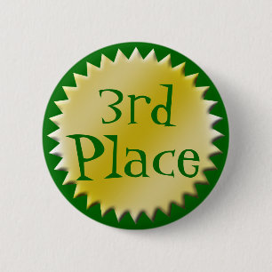 3e Derde Plaats Award Button,  Ronde Button 5,7 Cm