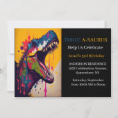 3e dinosaurus verjaardagsfeestje kaart (Voorkant)
