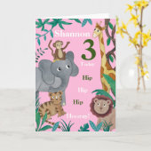 3e geboortedag oerwoud vriendenkaart kaart (Gele Bloem)