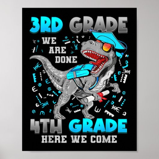 3e Graad Afstuderen Dinosaurus T-rex 4e Graad Hier Poster (Voorkant)