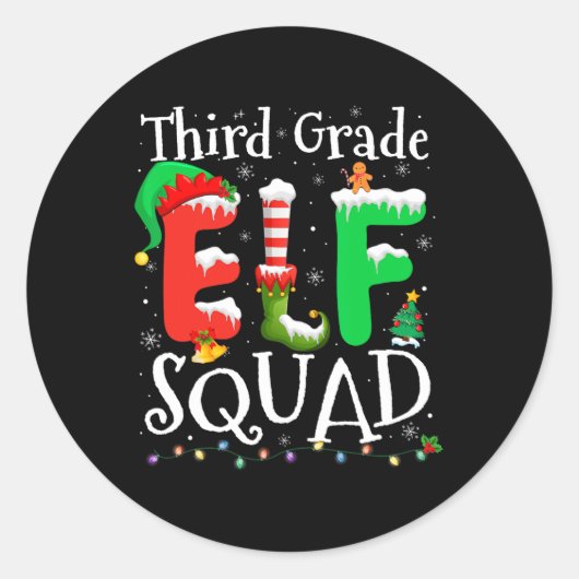 3e Graad Elf Squad Xmas Grappig Kerst Derde Gra Ronde Sticker (Voorkant)