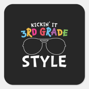 3e graad leraar derde graad stijl vierkante sticker