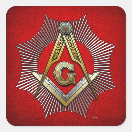 3e graad: Master Mason Vierkante Sticker (Voorkant)