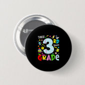 3e graad retro kleurrijke terug naar school ronde button 5,7 cm (Voorkant /achterkant)