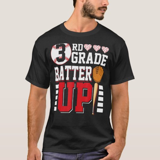3e graad terug naar school 3e graads Batter Up Bas T-shirt (Voorkant)