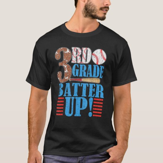3e graad terug naar school 3e graads Batter Up Bas T-shirt (Voorkant)