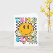 3e Graad Vibes Retro Smile Face Teacher Kinder Ter Kaart (Gele Bloem)