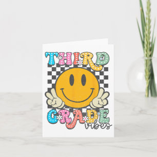 3e Graad Vibes Retro Smile Face Teacher Kinder Ter Kaart