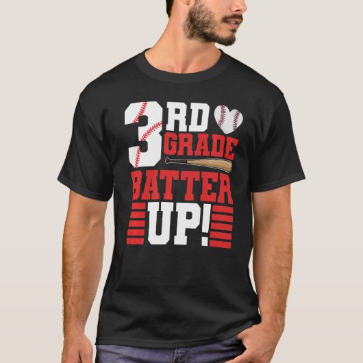 3e graads Batter omhoog Baseball Terug naar de der T-shirt (Voorkant)