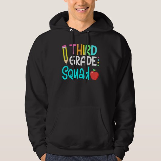 3e Grade Squad Team Crew Back School Afstuderen T Hoodie (Voorkant)