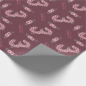 3e grote bruidsdag Girl Pink Flowers Green Foliage Cadeaupapier (Hoek)