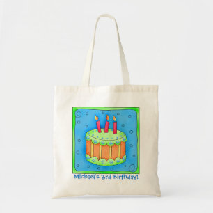 3e Happy Birthday Cake Name Personalized Boy Gift Tote Bag