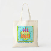 3e Happy Birthday Cake Name Persoonlijke Gift Bag Tote Bag (Voorkant)