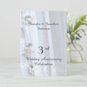 3e huwelijksjubileumfeest, Kanten vintage Kaart (Staand voorkant)