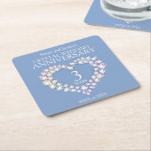 3e huwelijksverjaardag Hart Custom Light Blue Kartonnen Onderzetters (Schuin)