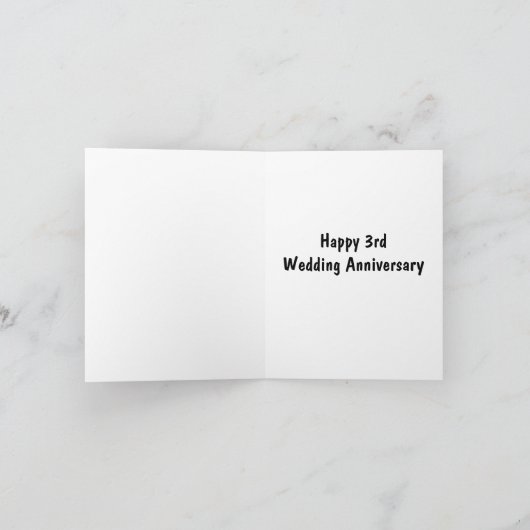 3e huwelijksverjaardag Stonget dan leer Kaart (Binnen)
