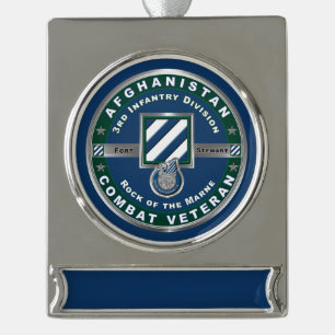3e infanteriedivisie Afghanistan Veteraan Verzilverd Banner Ornament