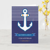 3e Jaar Anker Nautische Bruiloft Jubileum Kaart (Gele Bloem)