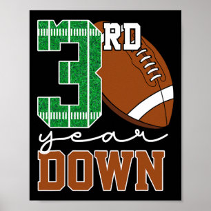 3e Jaar Down Football Lover Derde Verjaardag Boy P Poster
