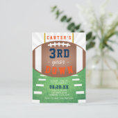 3e jaar down-thema Football 3e verjaardag Uitnodiging Briefkaart (Staand voorkant)