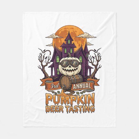 3e jaarlijkse pompoenbierproeverij Halloween Gehei Fleece Deken (Voorkant)