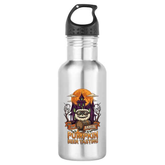 3e jaarlijkse pompoenbierproeverij Halloween Gehei Waterfles (Voorkant)