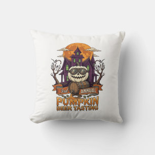 3e jaarlijkse Pumpkin Beer Tasting Halloween Spoke Kussen