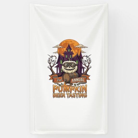 3e jaarlijkse Pumpkin Beer Tasting Halloween Spoke Spandoek (Verticaal)
