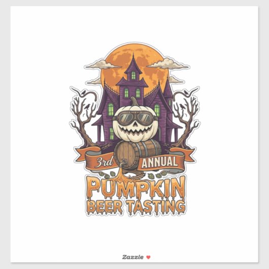 3e jaarlijkse Pumpkin Beer Tasting Halloween Spoke Sticker (Vel)