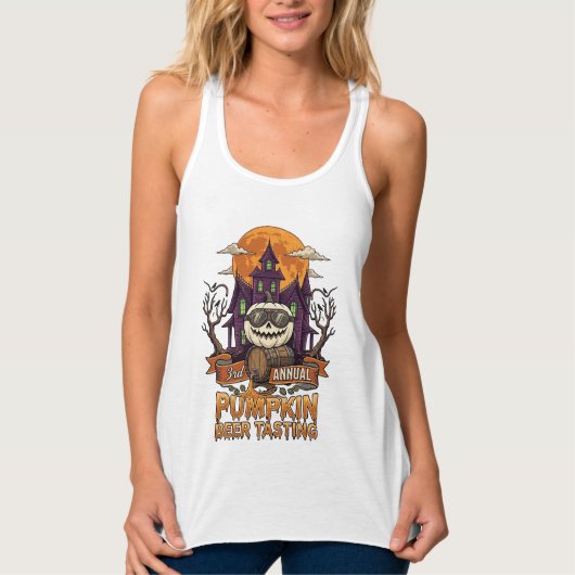 3e jaarlijkse Pumpkin Beer Tasting Halloween Spoke Tanktop (Voorkant)