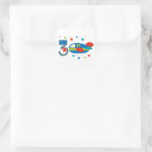 3e jaarvliegtuig vierkante sticker (Tas)