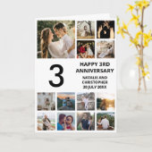 3e Jubileum 13 Foto Collage Black en White Kaart (Gele Bloem)