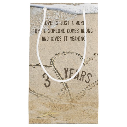 3e Jubileum Beach Hearts Klein Cadeauzakje (Voorkant)