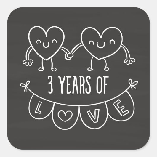 3e Jubileum - Cadeaukrijt Vierkante Sticker (Voorkant)