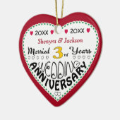 3e Jubileum Gift Hartvormige Kerst Keramisch Ornament (Links)