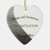 3e Jubileum, leder Jubileum hart Keramisch Ornament (Rechts)