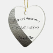 3e Jubileum, leder Jubileum hart Keramisch Ornament (Links)