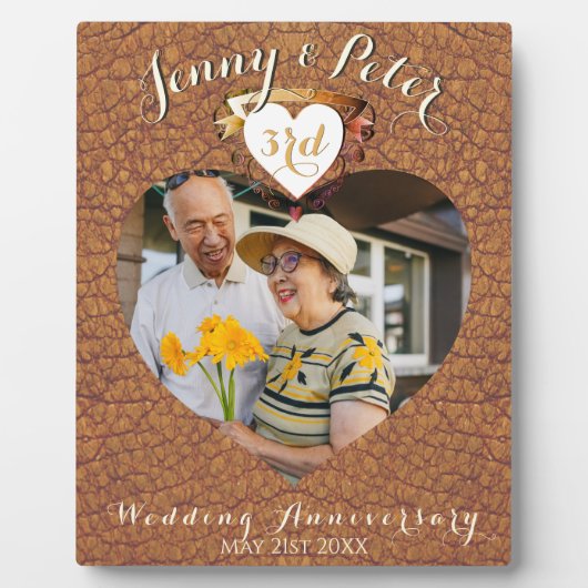 3e Jubileum met lederen bruiloft Foto Fotoplaat (Voorkant)