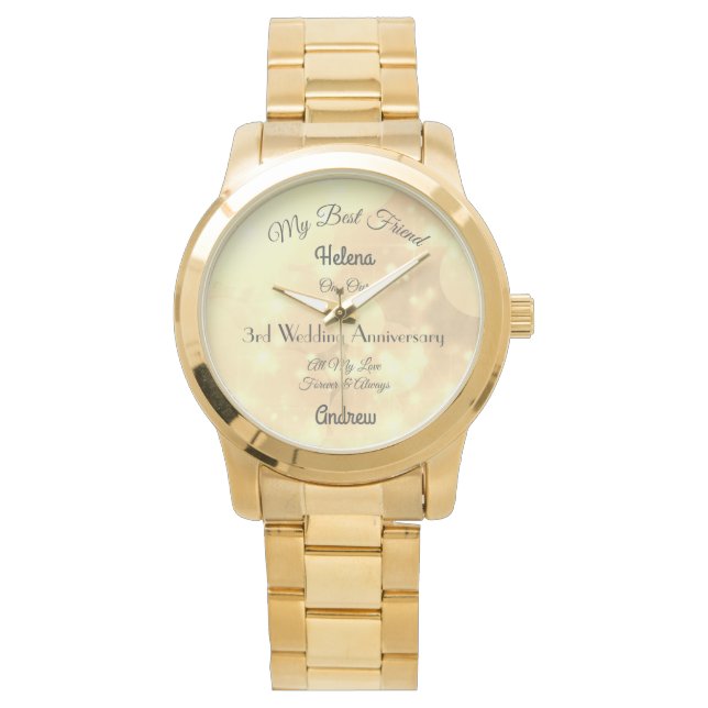 3e Jubileum Vrouw gepersonaliseerd horloge (Voorkant)