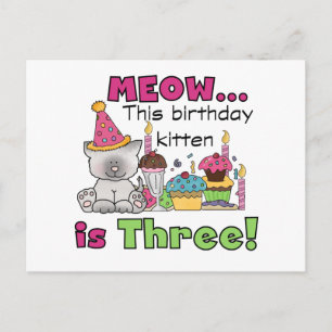 3e Kitten Birthday T-shirts en cadeautjes Briefkaart