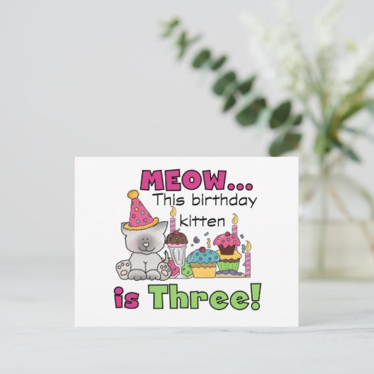 3e kitten verjaardag T-shirts en geschenken Briefkaart (Staand voorkant)