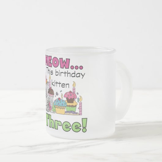 3e kitten verjaardag T-shirts en geschenken Matglas Koffiemok (Voorkant rechts)